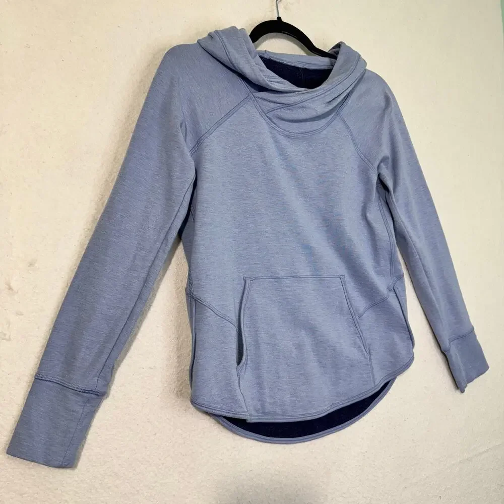 Lululemon Time Out Hoodie Tech Sweatshirt Heathered Indigo Blue Size 6 Athletic